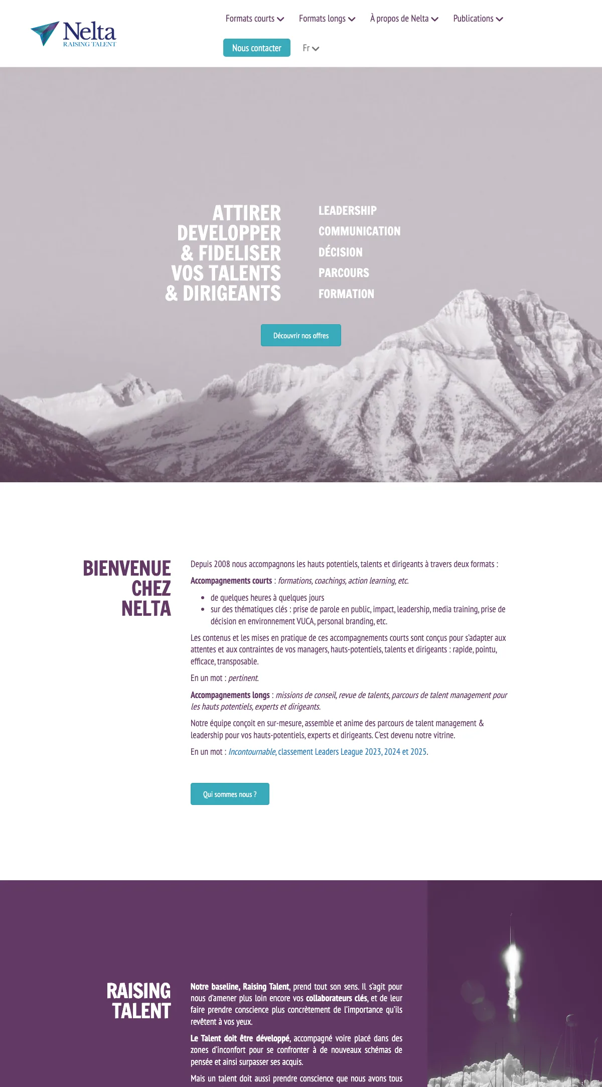 Site de Nelta, formations pour dirigeants